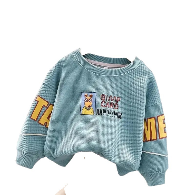 Boy's Hoody Spring and Autumn Children's Fashion Casual Cartoon Printed Long-Sleeved Top Children's Spring and Autumn All-Match Sweater Fashion