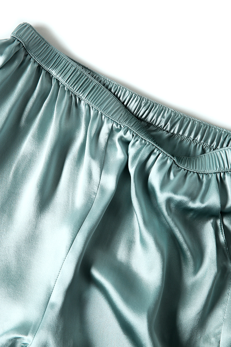 重磅素绉缎家居服真丝西装领睡衣女睡衣套装桑蚕丝睡衣红