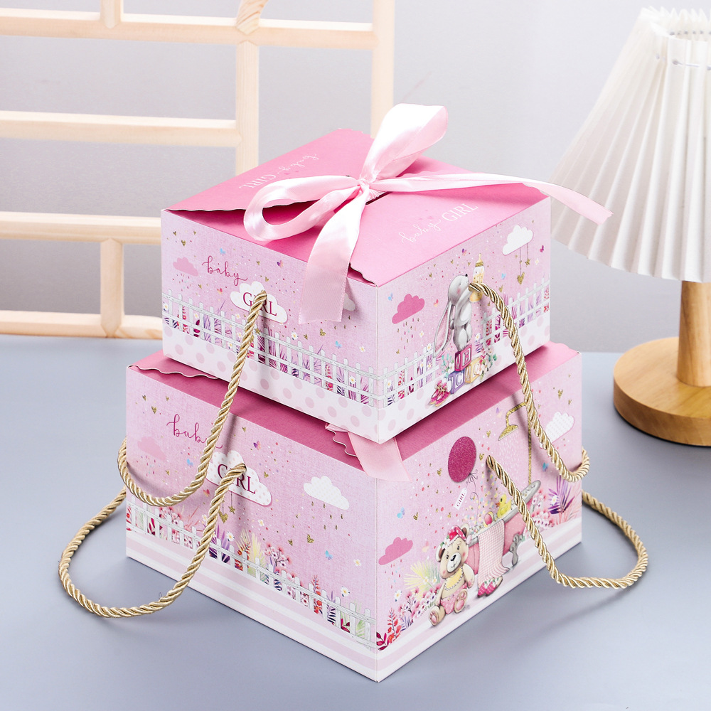 批发包邮卡通宝宝满月礼盒伴手礼包装纸盒母婴礼品盒周岁回礼礼盒