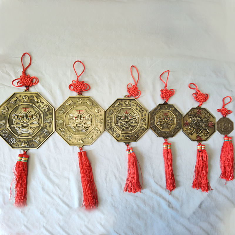 Zodiac Bagua Mirror Pendant Home Decoration Metal Crafts Animal Door Hanging Copper Mirror Wholesale