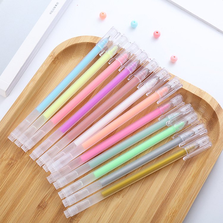 Pink Pen Large Capacity Gel Pen Ins Color Hand Account Pen Student Mark Highlight Pink Pen Album Flash Pen