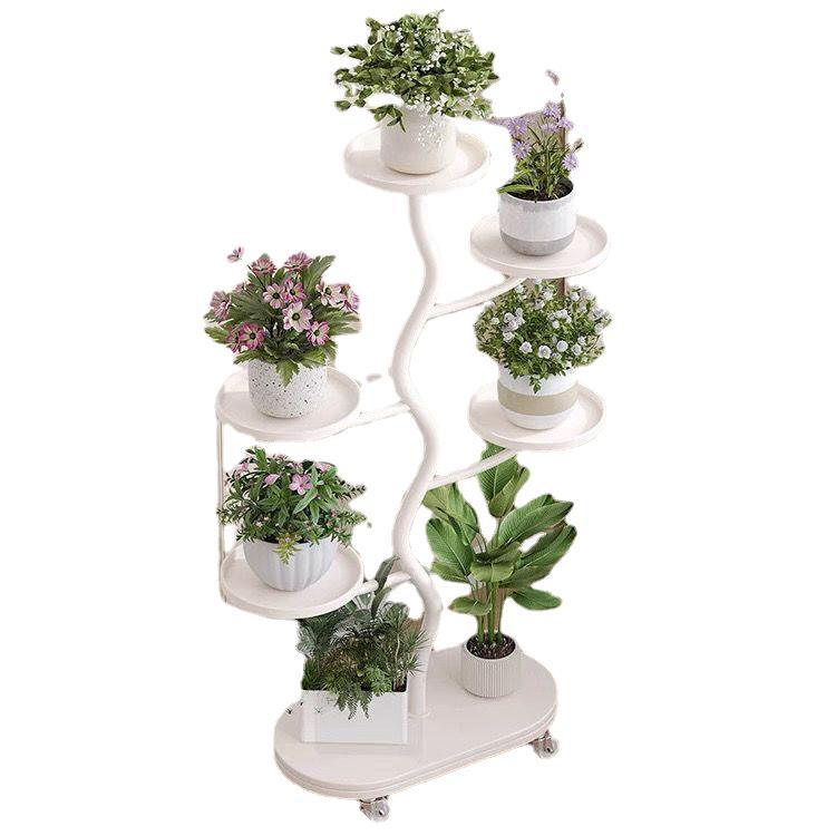 Light Luxury Flower Rack Living Room Floor Type Balcony Rack Movable Iron Flower Stand Succulent Multi-Layer Flowerpot Bracket