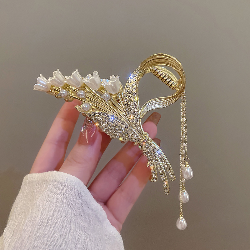 Wheat Barrettes New Alloy Hair Volume More than Hair Claw Headdress Back Head Antique Female Hairpin Flower Shark Clip Headdress