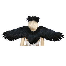 黑色羽毛翅膀天使表演cospaly道具儿童节小女孩小仙女玩具礼物