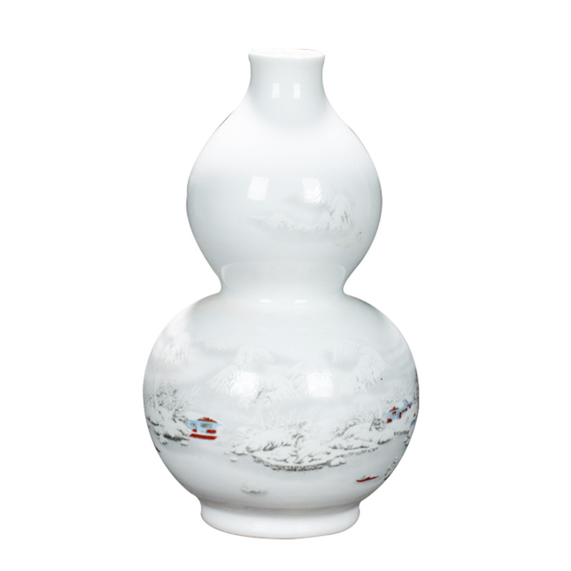 Vase Chinese Style Living Room Wine Cabinet TV Cabinet Decoration Jingdezhen Ceramics Decoration Small Gourd Vase