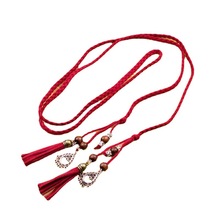汉服头饰丝带古风发带流苏飘带超仙中国风红头绳古典复古红色发绳