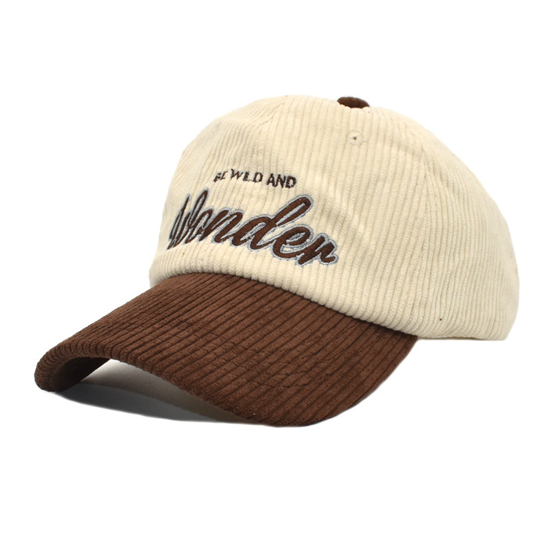 Foreign Trade Autumn and Winter New Ins Korean Style Color Matching Corduroy Baseball Cap Female Letter Embroidery Lovers Wild Peaked Cap