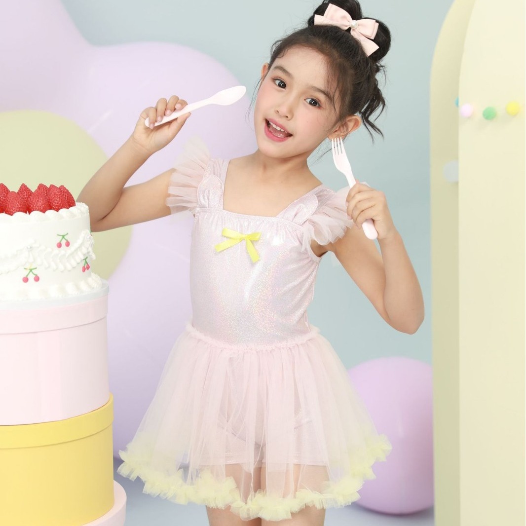 新款泳衣儿童可爱小公主连体泳衣裙女孩甜美洋气速干宝宝泳装