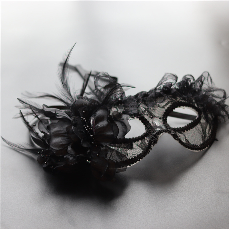 天使公主舞会性感半脸遮面具复古情趣蕾丝面罩黑色舞台演出配饰品