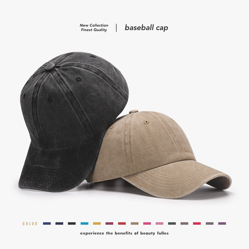 Baseball Cap Women's Artistic Retro Outdoor Japanese Soft Top Black Hat Summer Ancient Style Men's Washed Cotton Peaked Cap