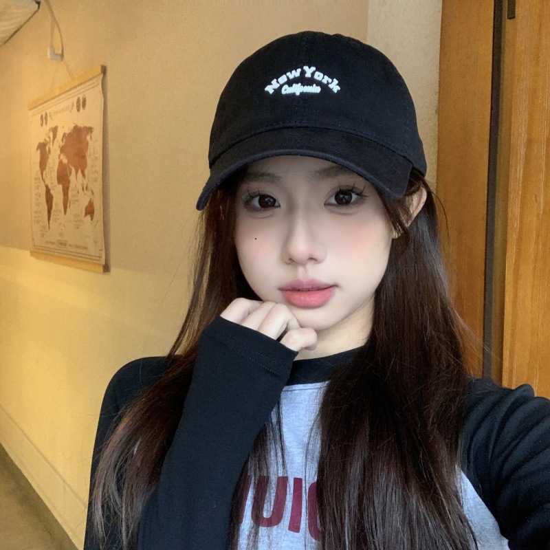 际初洋气字母标鸭舌帽子女韩版春秋宽檐遮阳帽复古ins