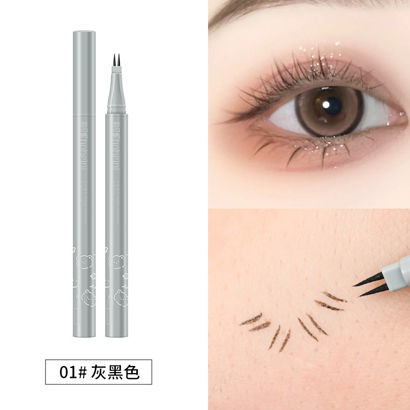 Two-Fork Extremely Fine Water Eyebrow Pencil Waterproof Sweat-Proof Not Smudge Waterproof Lower Eyelash Pen Eyeliner Eye Shadow Pen Double Claw Eyebrow Pencil