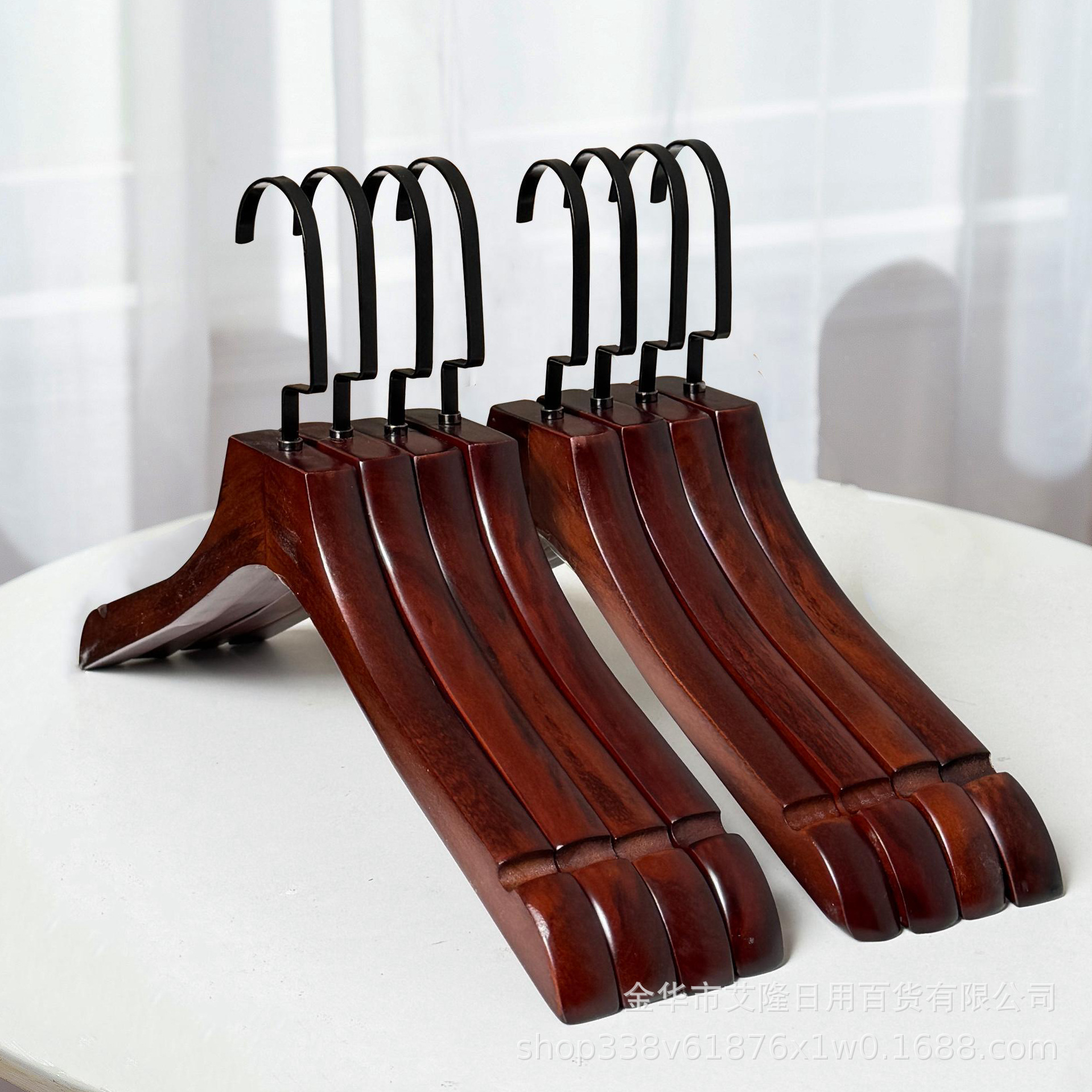 加厚女装复古色实木衣架成人服装店男装批发木质木头衣服架子裤架