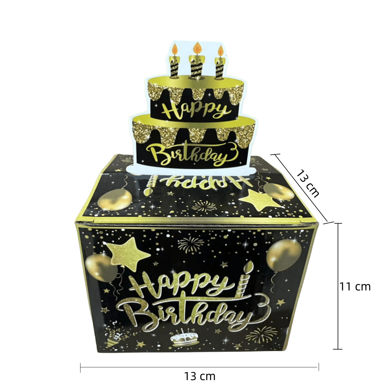 新品黑蓝款生日派对气氛布置抽钱纸盒惊喜happy birthday抽钱盒