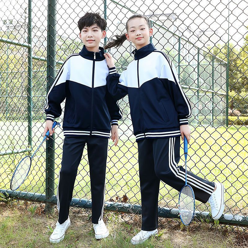 秋季新款深圳中小学生学校藏青色款校服外套初中生套装运动服套装