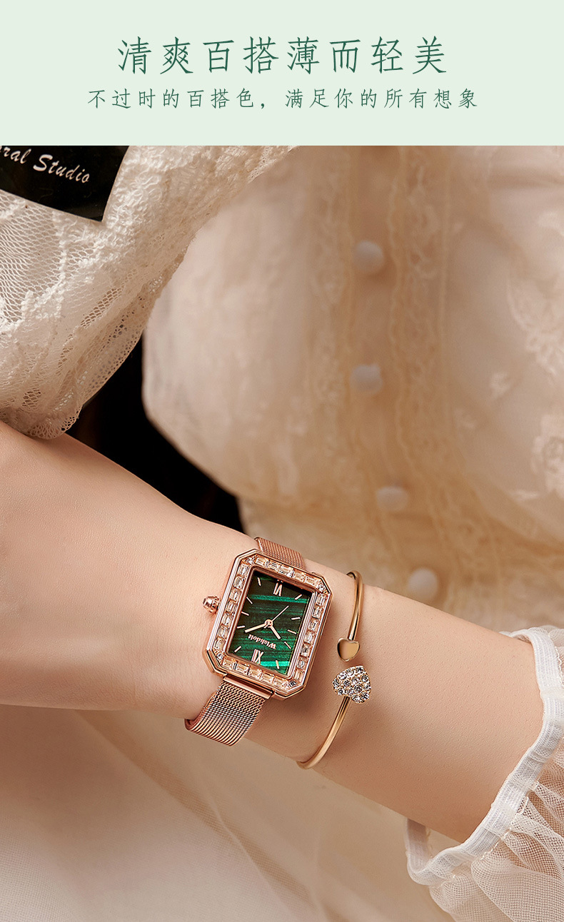 瑞士新款方形女生手表品牌专柜 时尚女表品牌外贸手表 手表女小众