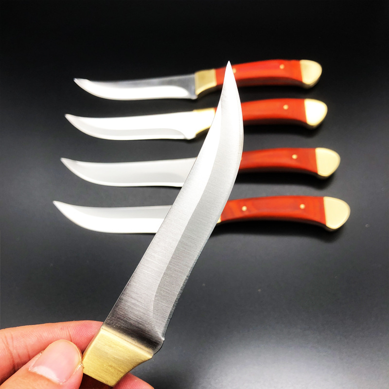 蒙古月弯刀双铜头小刀吃肉刀手把肉刀水果刀户外小刀切肉刀野外刀