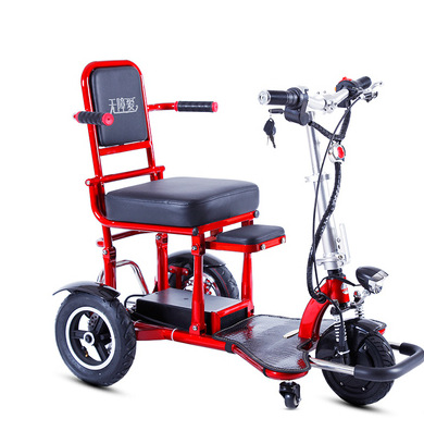 折叠电动三轮车双人代步车带ce认证残疾人家用电动车轻便三轮车