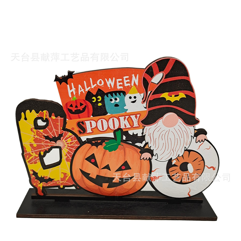 2022 New Wooden Craftwork Decoration Creative Style Wooden UV Printing Halloween Table Setting