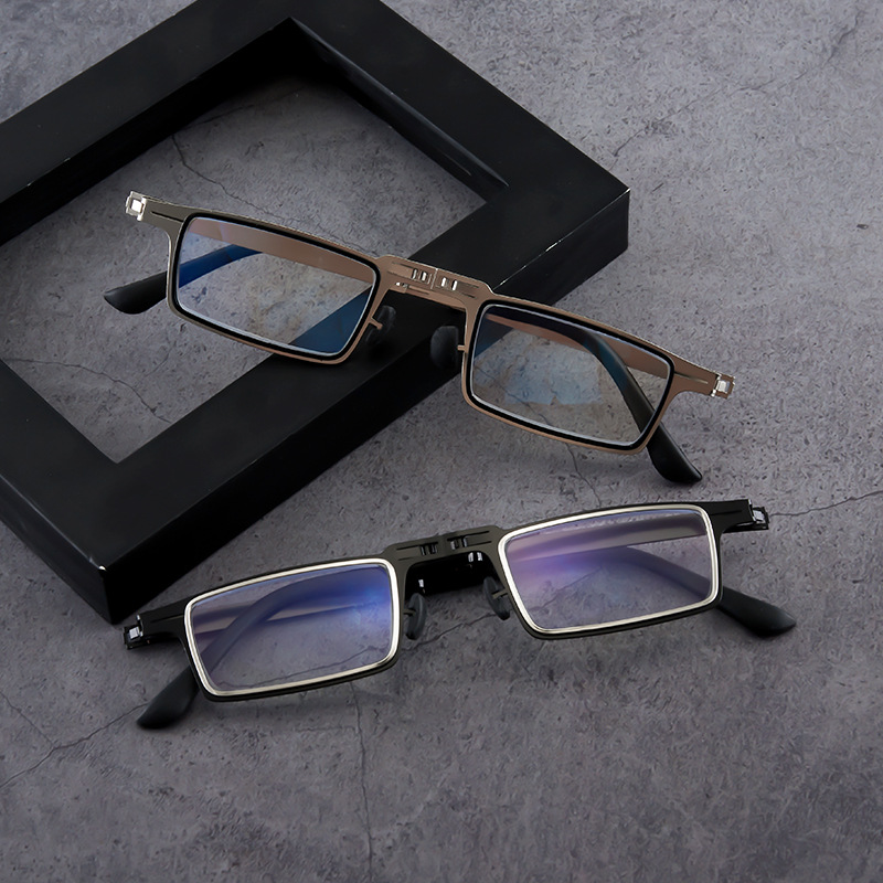 复古全框老花镜金属镜架方形防蓝光时尚男女同款老花眼镜厂家直供