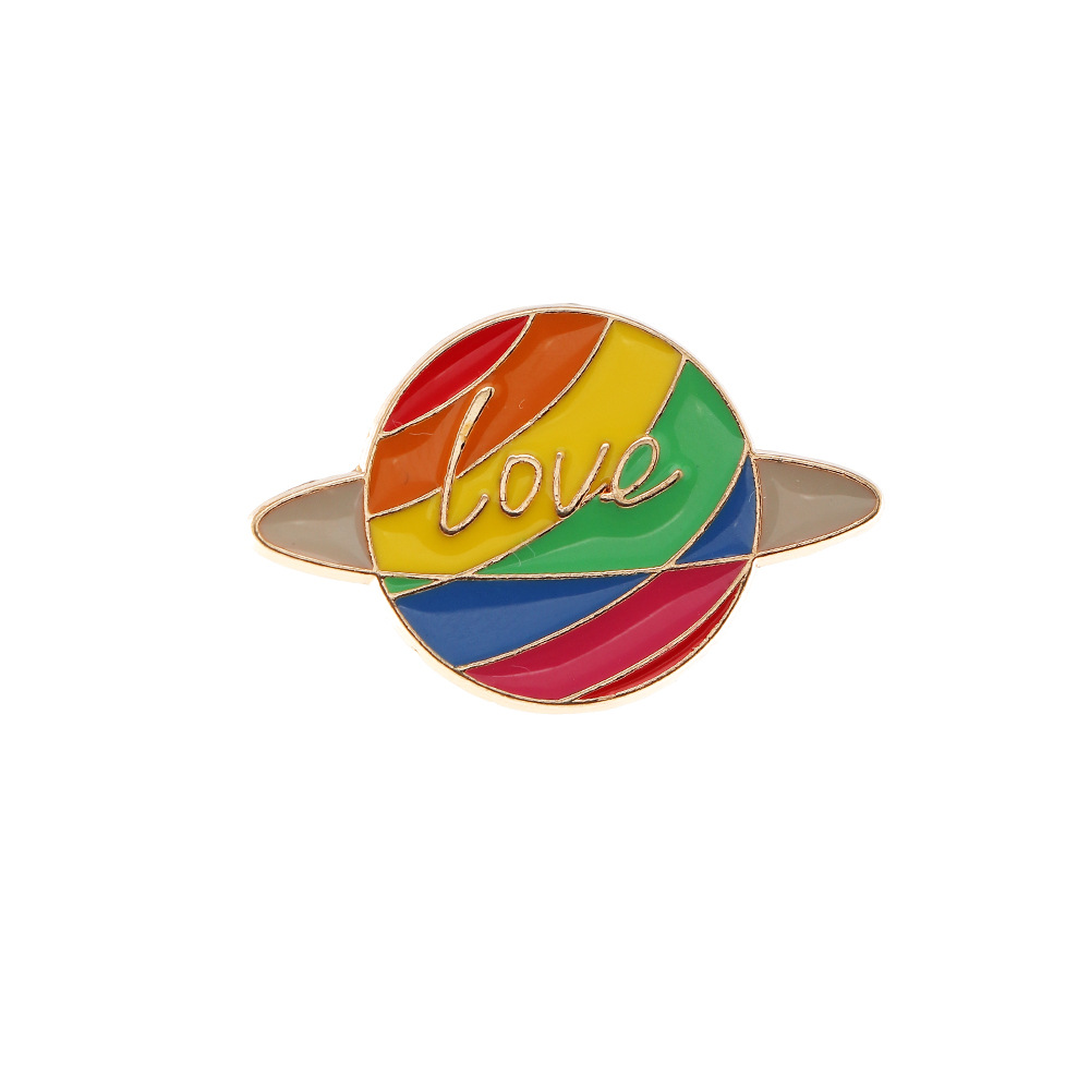 Pz0216 Creative Cartoon Rainbow Series Letter Alloy Oil Drip Brooch Love Rainbow Bridge Love Brooch