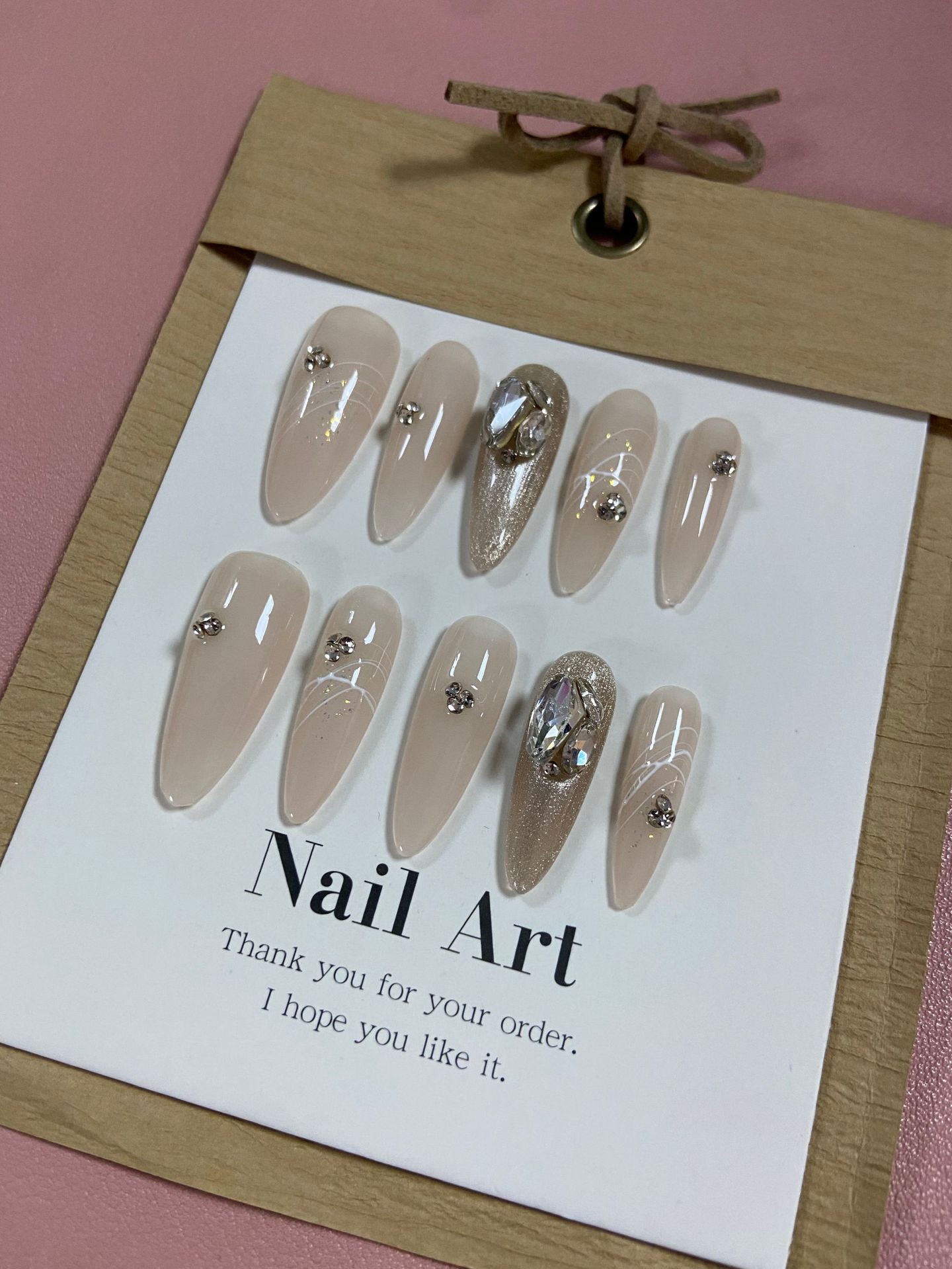 [Real Shot] Internet Celebrity Handmade Wear Nail Tip Nail Long Almond Nail Nail Simple Temperament Nail Tip Wholesale