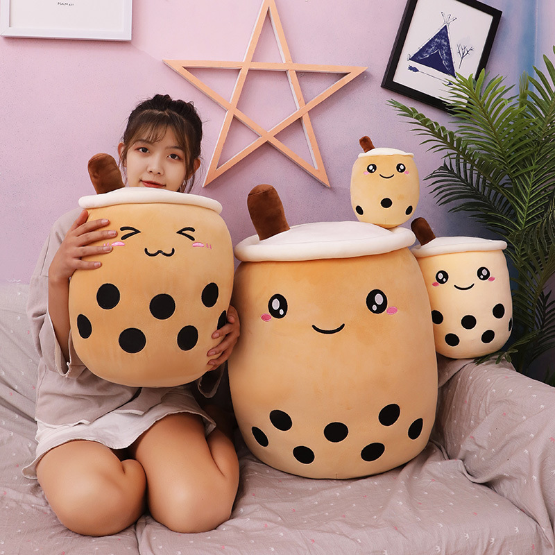 Creative Simulation Milky Tea Cup Plush Toy Pillow Cute Funny Doll Bubble Milk Tea Cup Milky Tea Cup Cushion Creative Decoration