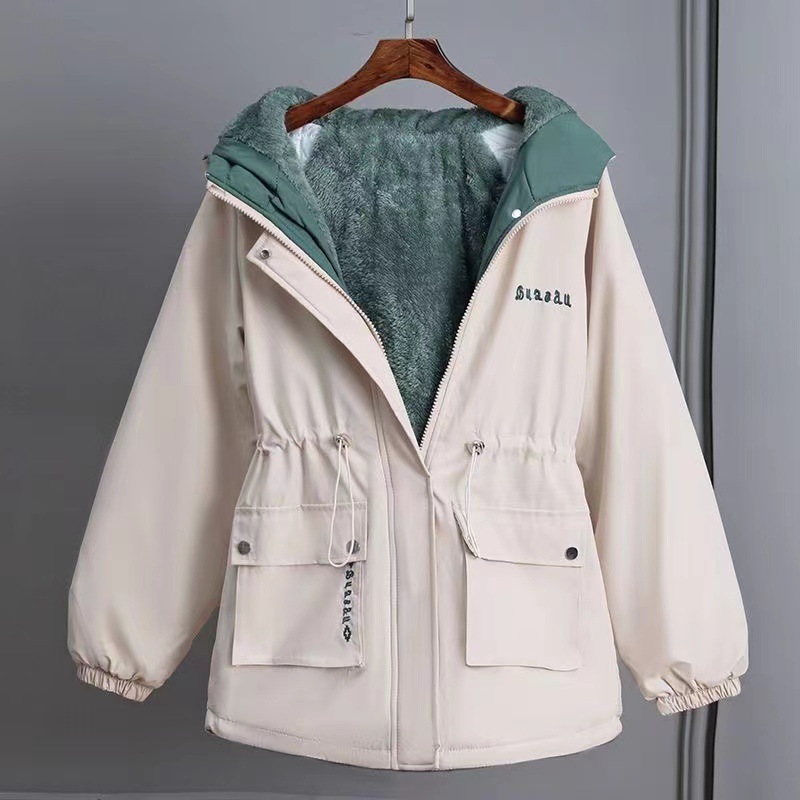 加厚棉服女短款冬季新款韩版宽松加绒棉衣工装外套-阿里巴巴