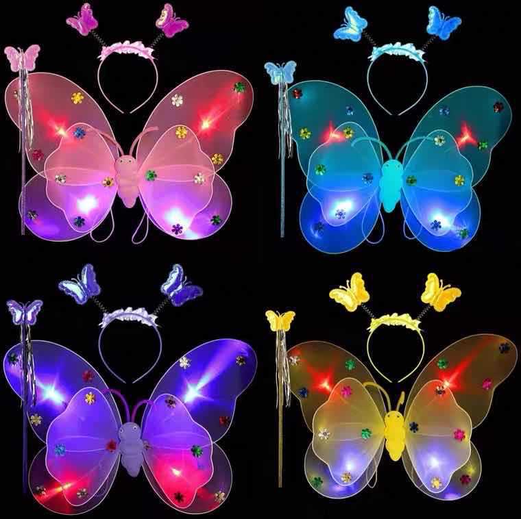 Light-Emitting Butterfly Wings Children's Performance Light-Emitting Butterfly Props LED Luminous Toys Night Market Stall Wholesale