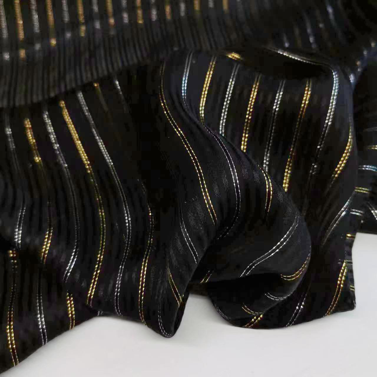 金银线真丝缎条绡面料桑蚕丝服装窄幅布料-阿里巴巴