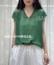 jm21817纯色针织棉V领T恤休闲宽松夏季T恤短袖女t恤夏装广州女装