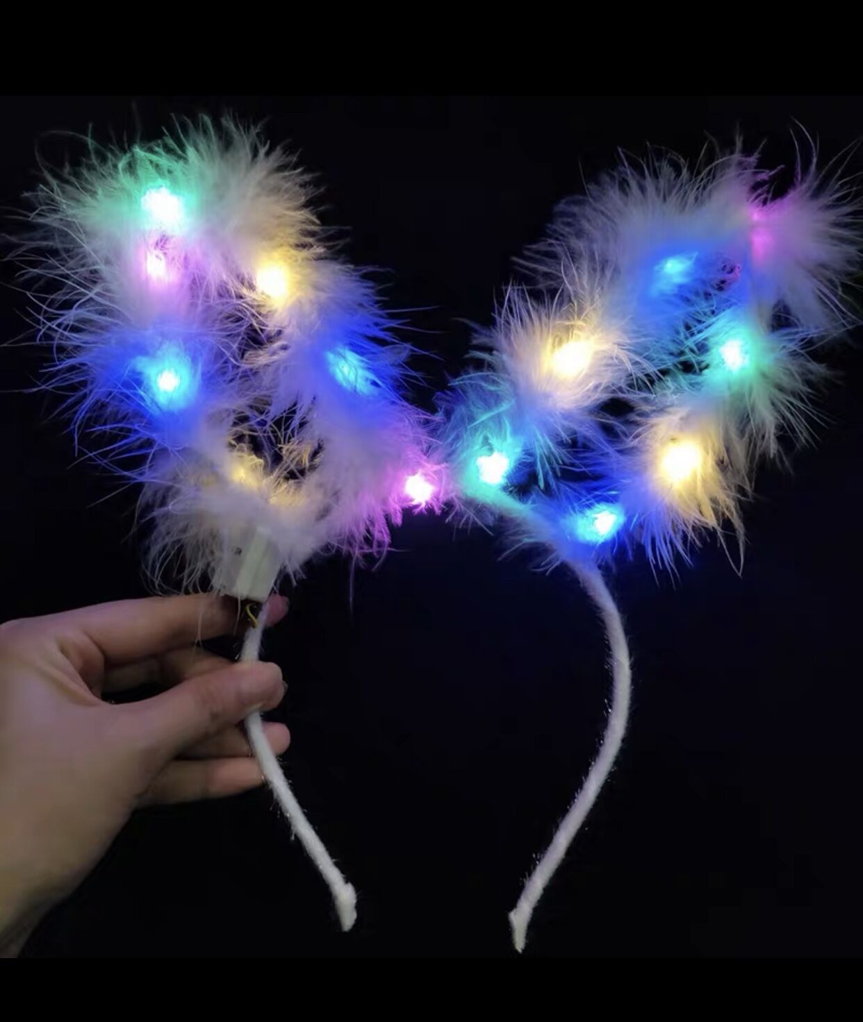 Internet Celebrity Luminous Feather Rabbit Ears Hair Hoop Plush Fox Ears Headdress Night Market Stall Toy Stall Wholesale