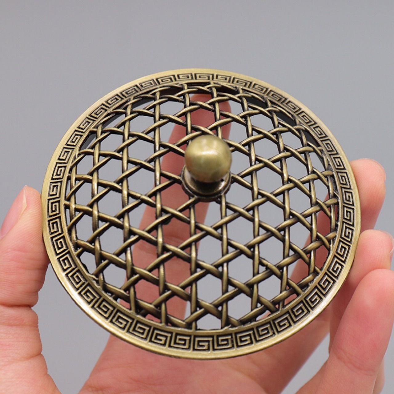 香炉盖配盖金属仿古镂空雕花铜香炉盖子锌合金盖子仿古可以配陶瓷