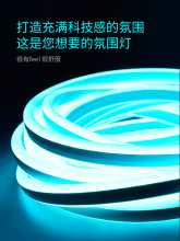 冷光源灯条led柔性软灯带冰蓝色USB防水浅蓝电竞12V霓虹发光胖猫