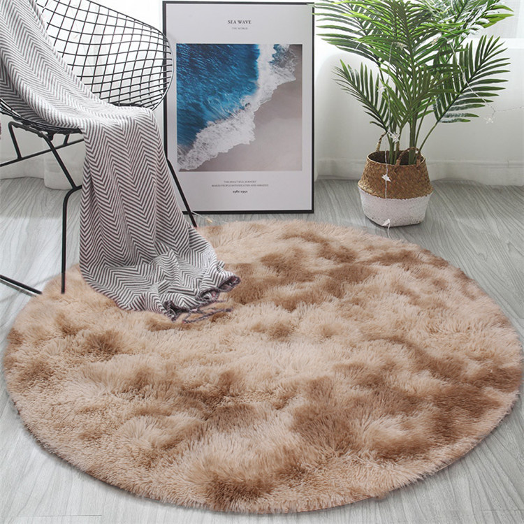 Cross-Border Tie-Dyed Carpet round Plush Variegated Gradient Floor Mat Hanging Basket Cushion Computer Chair Cushion Dressing Table Tent Mat