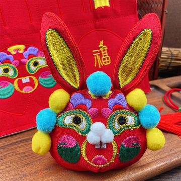 梵椿兔年兔子香囊布料兔儿爷绣片刺绣赤兔荷包香囊兔子香包绣片