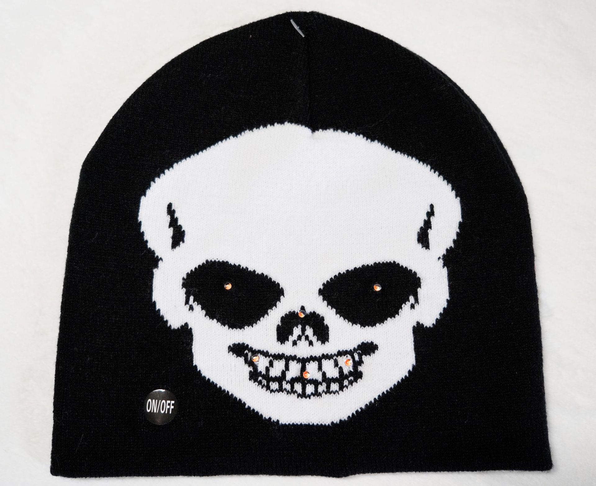 Cross-Border Amazon Halloween Knitted Jacquard Hat Party Funny Ghost Pirate Harajuku Beanie Hat Can Be Installed with LED Lights
