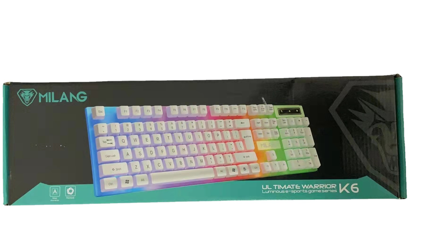 米狼k6发光单键盘有线usb背光仿机械手感游戏键盘台式笔记本跨境