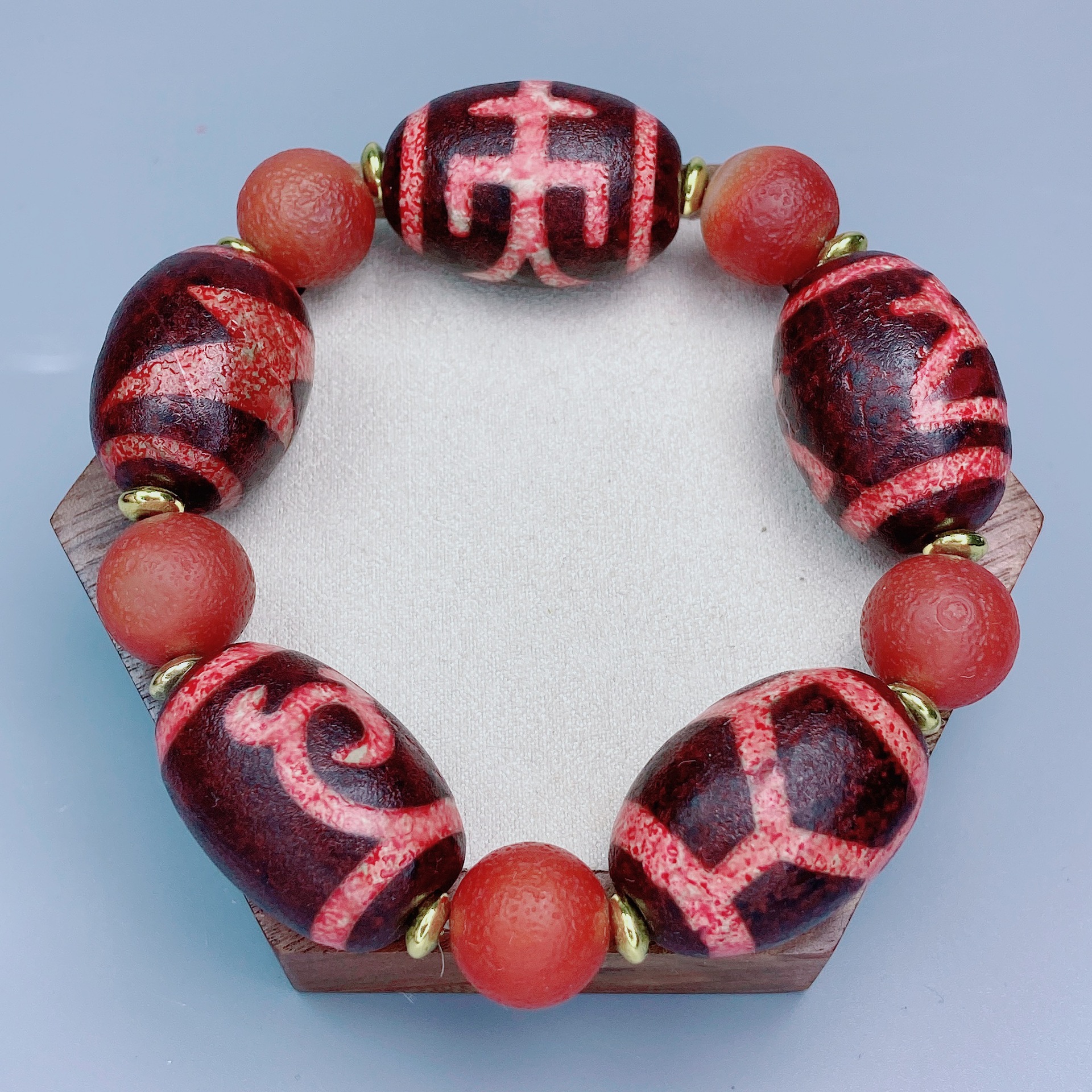 天然红玛瑙玉石手链玉珠手串男款百搭礼物 多样性发货g59一件批发-阿