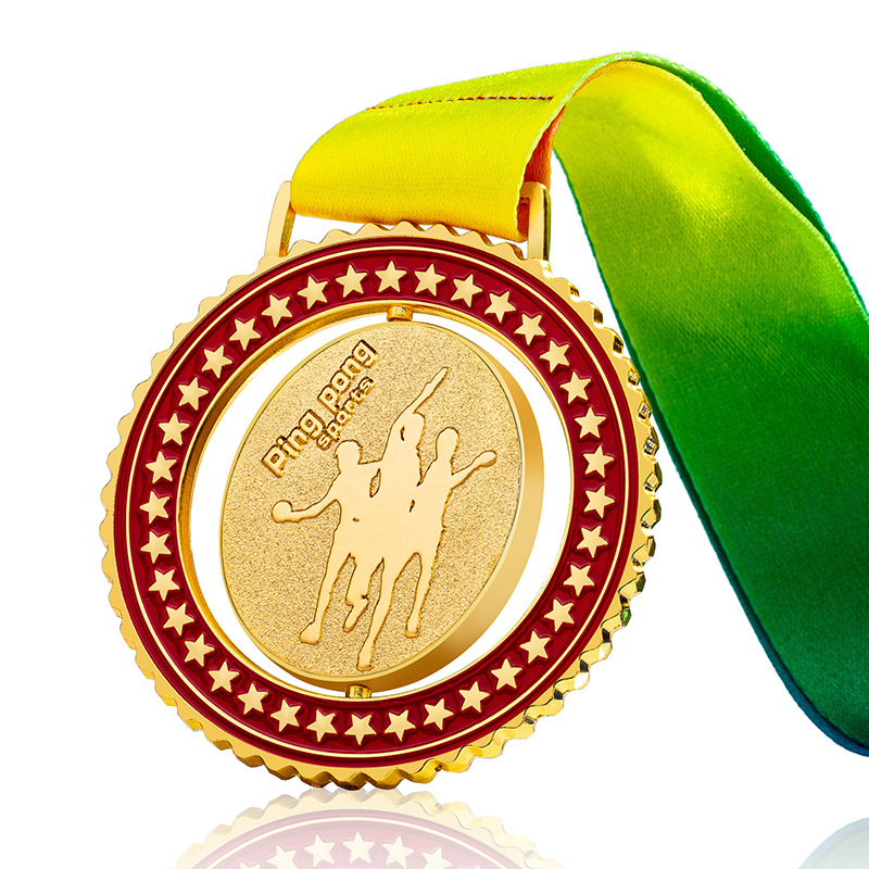 新款金属挂牌创意旋转奖牌马拉松儿童学校运动会比赛冠军金银铜奖