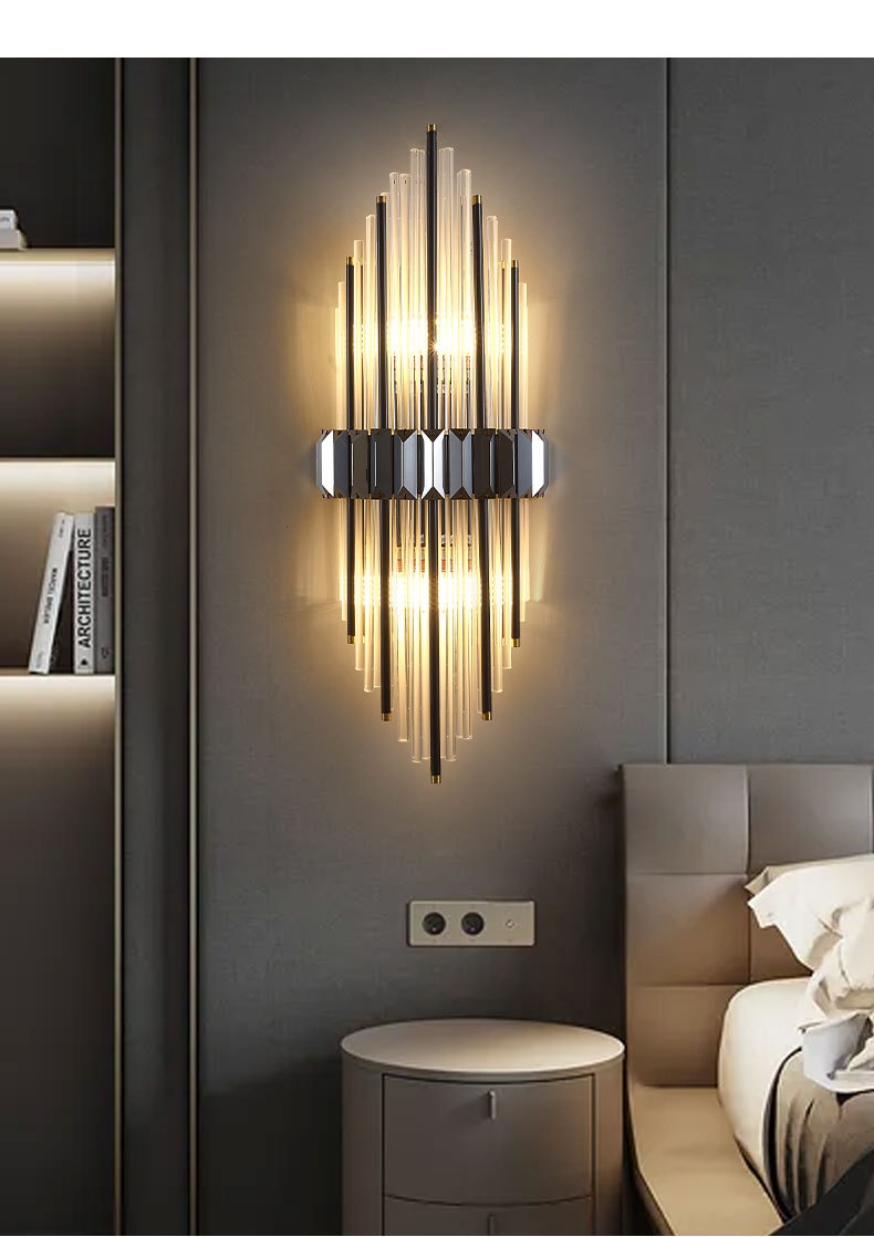 全铜水晶壁灯轻奢客厅电视卧室床头楼梯过道灯现代简约背景墙壁灯