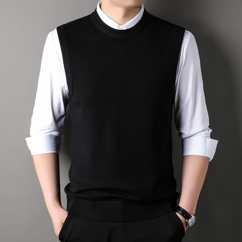 2024男士毛衣背心春季新款毛衫马甲套头圆领针织坎肩休闲毛线马夹