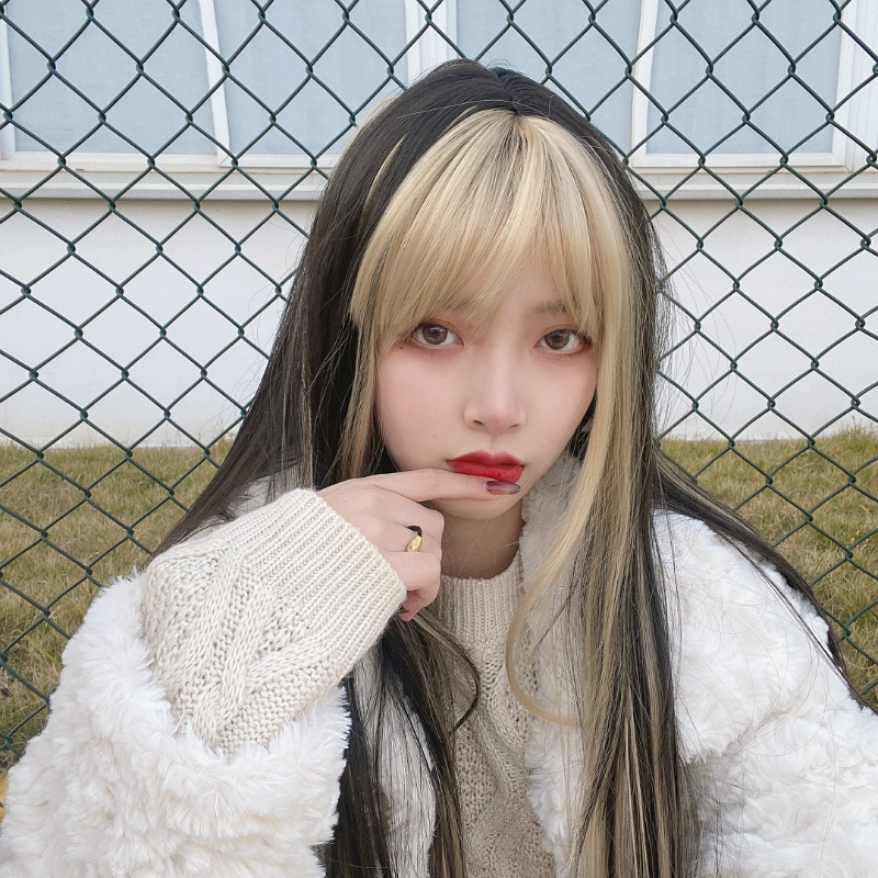 新品假发jennie同款发型网红挂耳黑金刘海染假发又飒又a圆脸短发