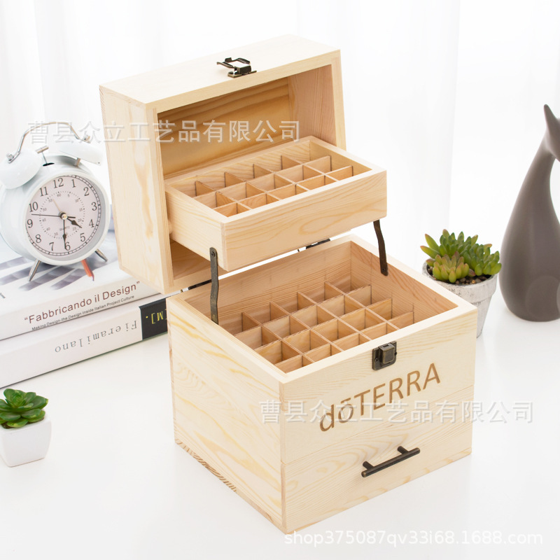 Doterui Essential Oil Box Portable Storage Box Large Capacity Wooden Box 59 Grid 15ml Display Box Manufacturer Production