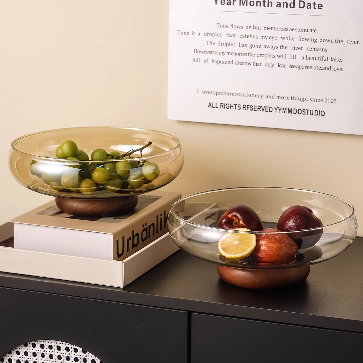 众之亿轻奢高档玻璃水果盘客厅茶几家用精致果篮零食收纳中式干果