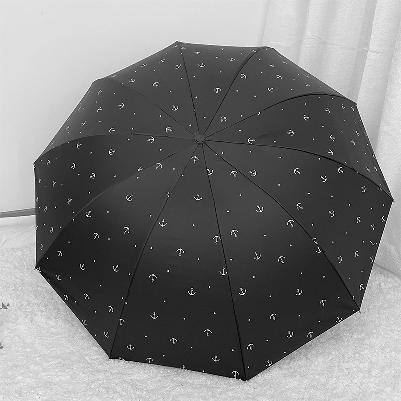 New 10 Bone Vinyl Sun Protective Sunshade Triple Folding Umbrella Manual Rain Or Shine Dual-Use Umbrella Gift Umbrella Wholesale Sun Umbrella