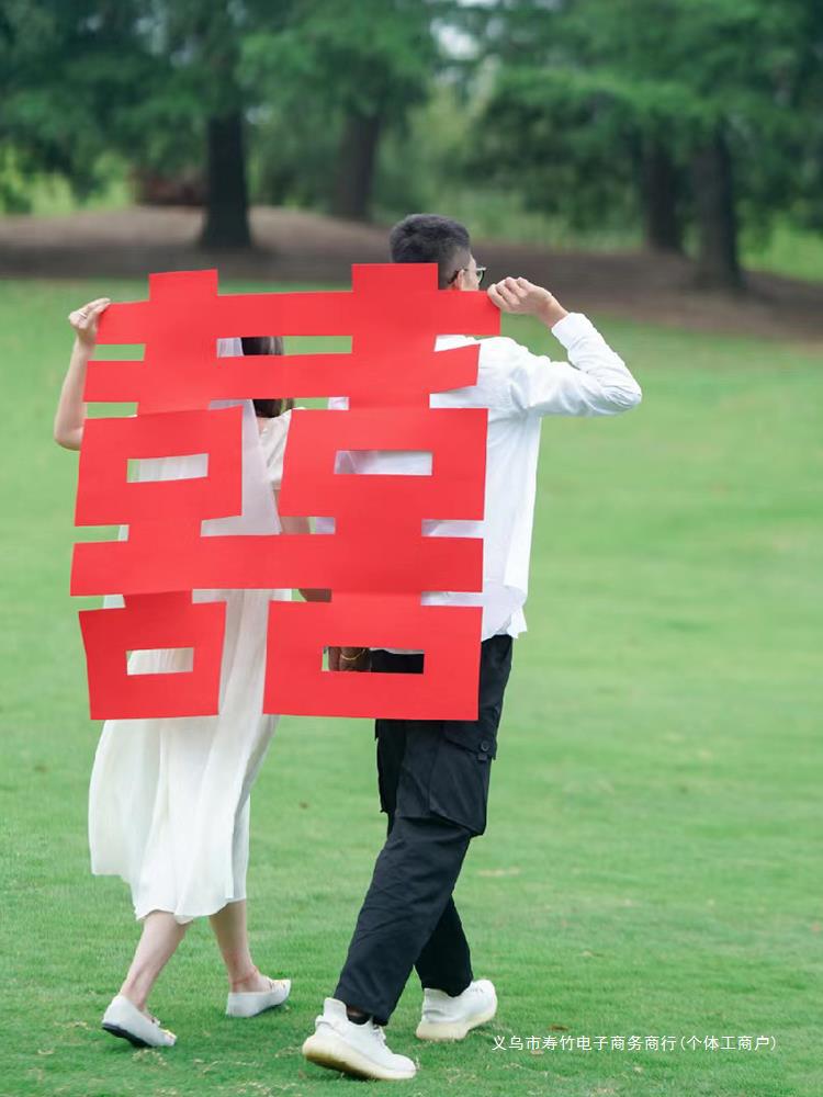 囍字超大领证订婚拍照道具大全登记仪式感跟拍小物件结婚头纱神器