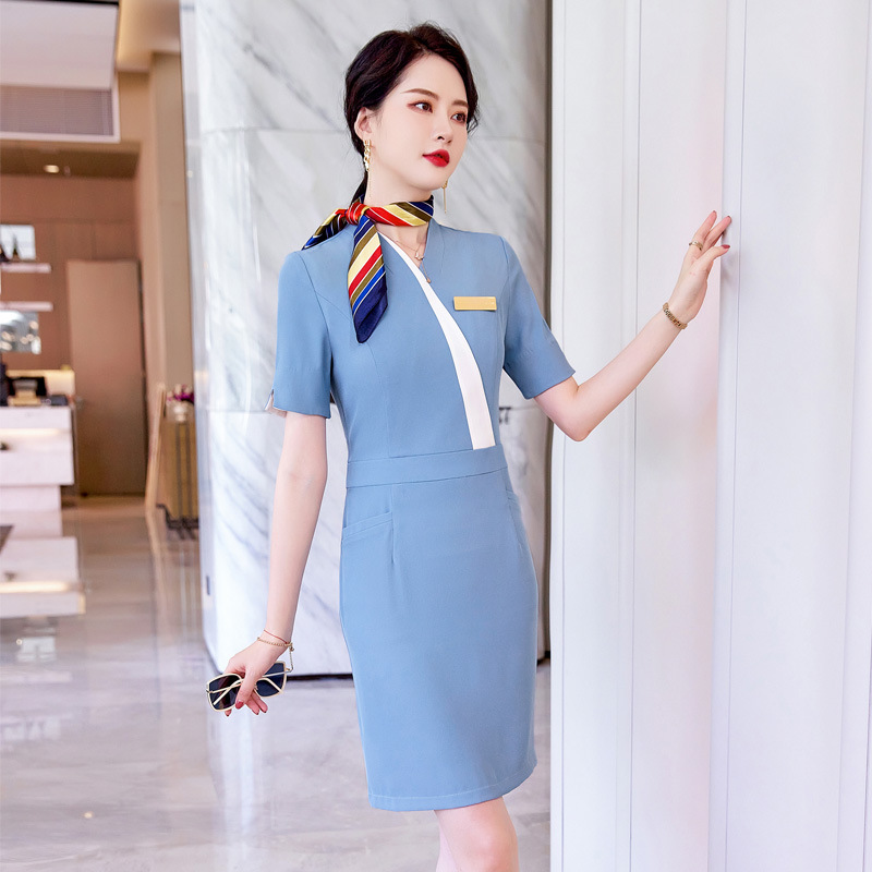 珠宝店美容院职业修身连衣裙高端气质销售女店员工作时尚女装批发