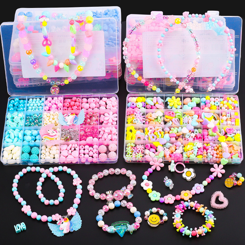 children‘s beaded educational toys string beads training concentration handicraft diy material ornament accessories girl bracelet