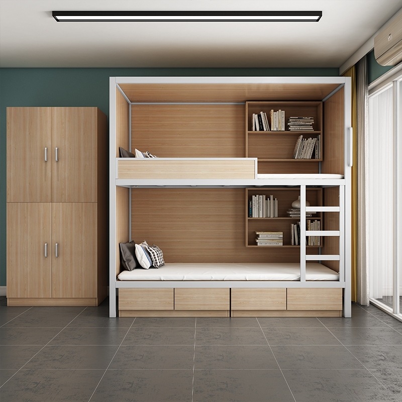 全包床双层床成年员工宿舍学生高低床大人单身青年公寓上下铺铁床